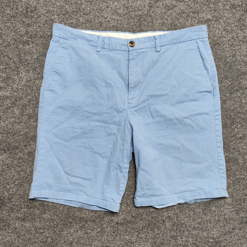 Old Navy Shorts Mens 38 Blue Striped Chino Ultimate Slim Built-In Flex Casual
